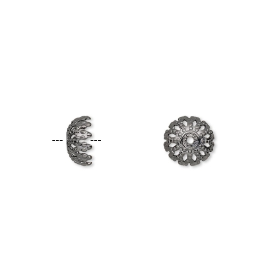 Picture of Bead Cap 8x4mm fancy round Gunmetal x100