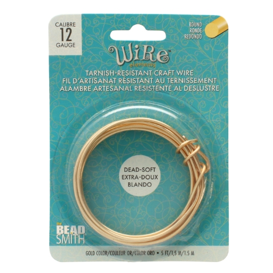 Picture of Wire Elements Tarnish-Resistant Wire 12 Gauge (2mm) round Soft Temper Gold x1.5m 