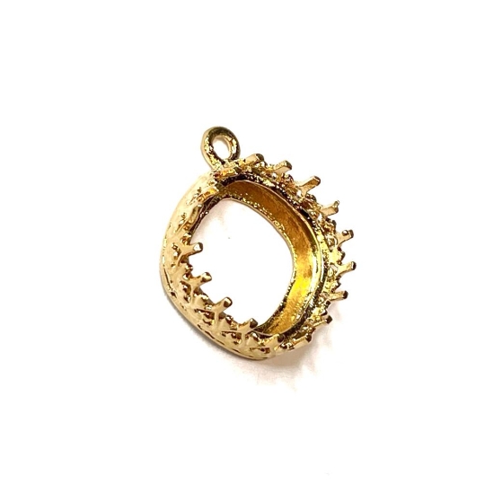 Picture of Premium Pendant High Crown 4470 12mm square w/ diag. loop 24kt Gold Plate x1