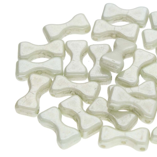 Picture of Bow Tie 3 holes 6x12mm Chalk Green Luster x10g