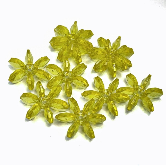 Picture of Acrylic Flower Spacer Bead 12x12mm Transparent Yellow x50