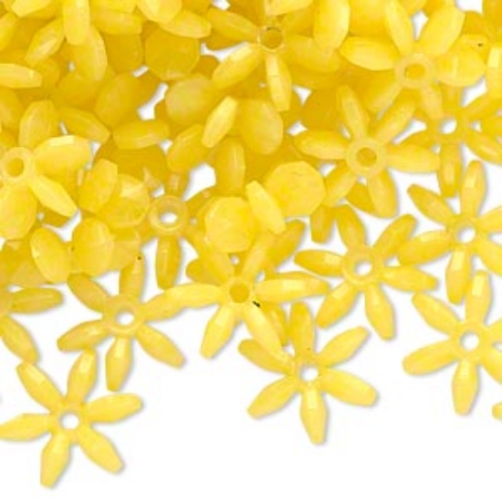Picture of Acrylic Flower Spacer Bead 12x12mm Opaque Yellow x12