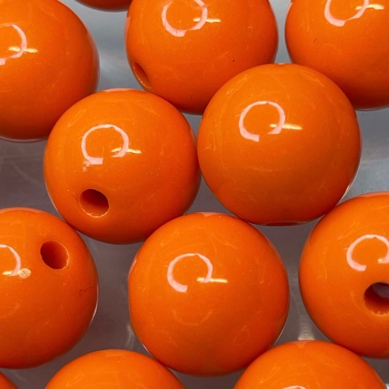 Picture of Acrylic Bead 18mm round Opaque Orange x10