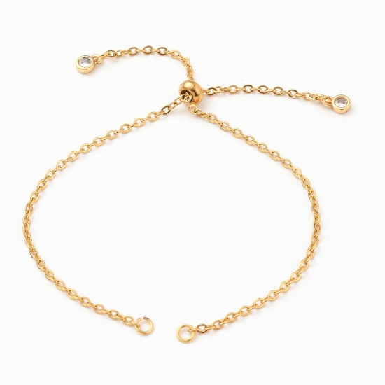 Picture of Partially Finished Adjustable Slider Clasp Bracelet w/ Cubic Zirkonia Gold Plated x1