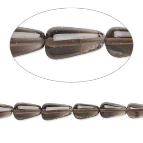 Picture of Smoky Quartz Bead 7x4mm-11x5mm hand-cut drop x33cm