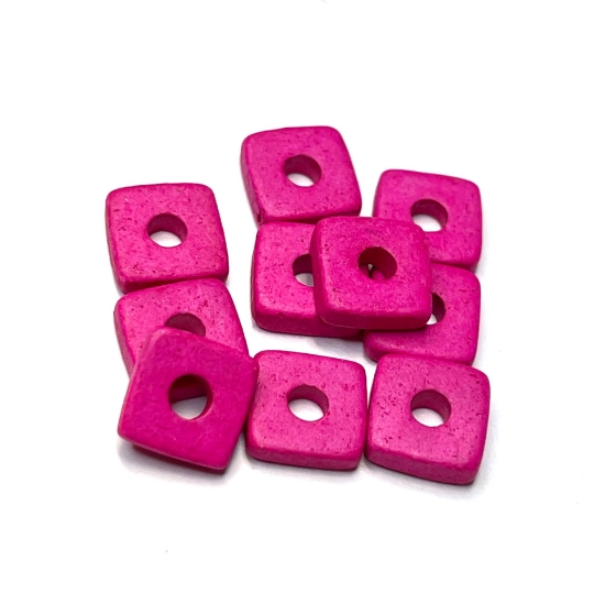 Picture of Greece Ceramic Spacer bead Square 8mm Pink x10