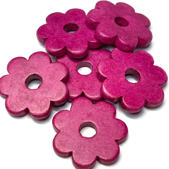 Picture of Greece Ceramic Flower 34mm w/hole 8mm Fuchsia x1