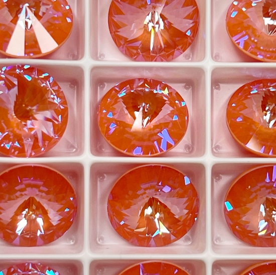 Picture of Swarovski 1122 Rivoli Round Stone 12mm Crystal Orange Glow DeLite x1