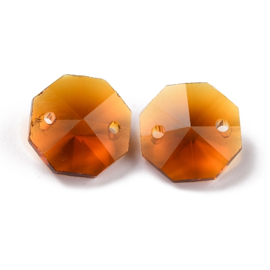 Picture of Faceted Glass Connector 14x14x7,5mm octagon Topaz x10