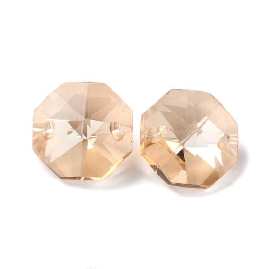 Picture of Faceted Glass Connector 14x14x7,5mm octagon Golden Shadow x10