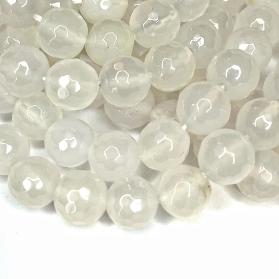 Picture of Agate bead 8mm faceted round White x38cm