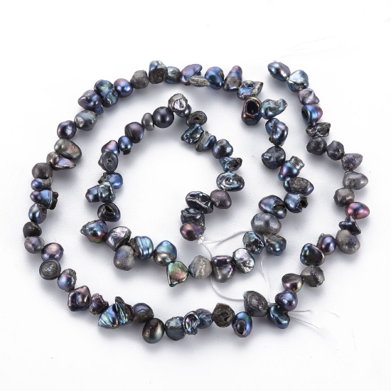 Picture of Pearl Cultured Freshwater Bead 4~8x3~5x2~4mm nugget Iris Black x36cm