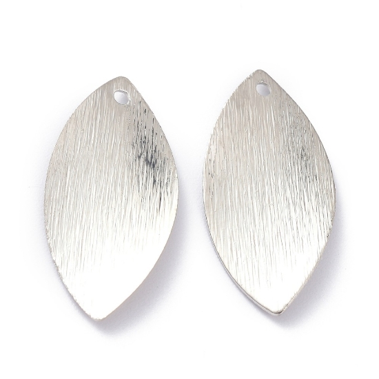 Picture of Pendant Leaf  23x11x1mm Platinum Plated x2