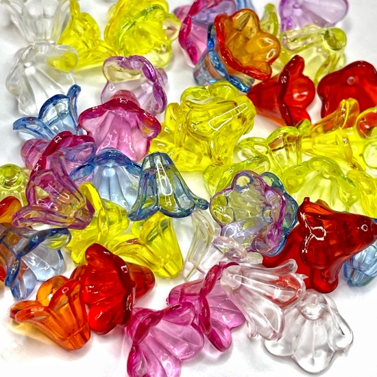 Picture of Acrylic Bead Cap Flower 14x10mm Mix x50