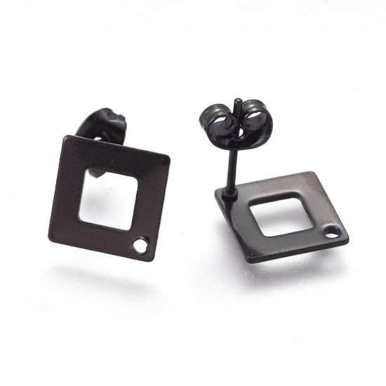 Picture of Stainless Steel Ear stud 10mm rhombus Black x10