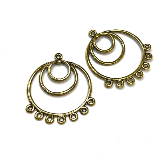 Picture of Chandelier 41x35x4mm round w/ 7 loops Antique Gold x10