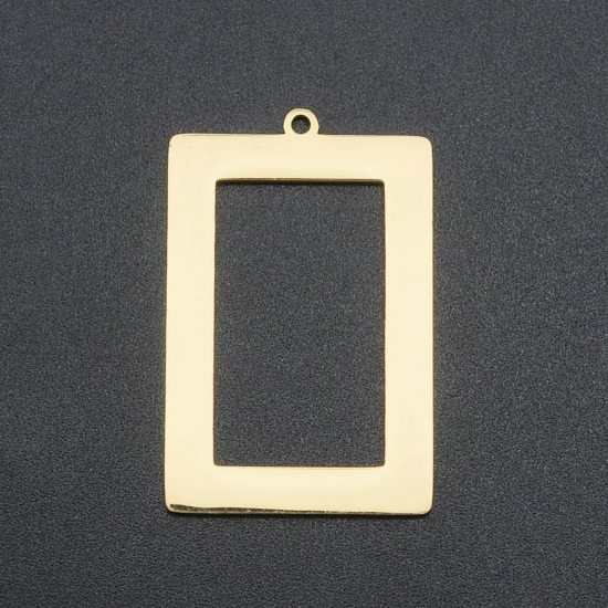 Picture of Stainless Steel Pendant Laser cut 34x22x1mm rectangle Gold x1