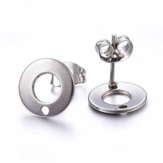 Image de Stainless Steel Ear Stud 10mm donut w/ hole x2