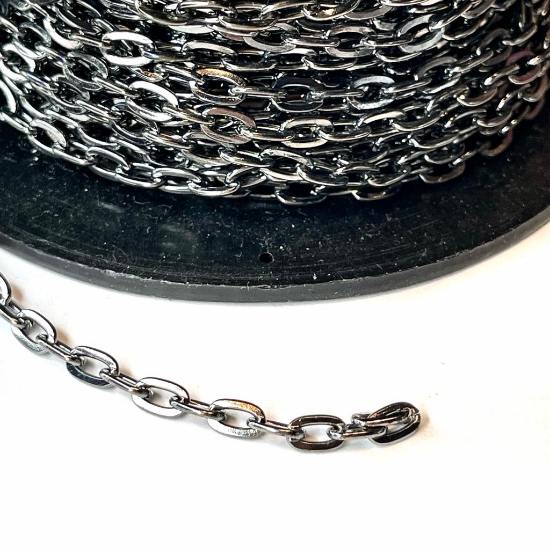 Picture of Premium Jasseron Chain 6x4.4mm Gunmetal Plated x1m