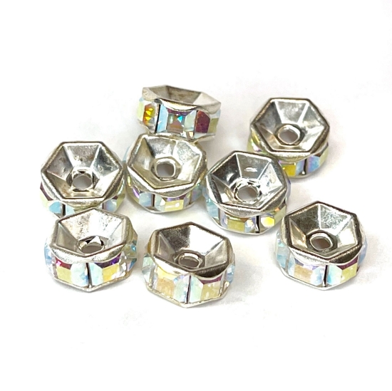 Picture of Swarovski Rondelle Strass 10mm hole 3mm Crystal AB x1