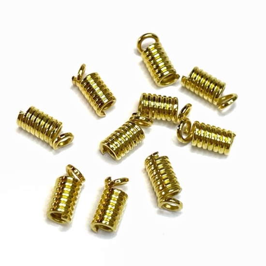Picture of Coiled Wire Crimp Cord End w/ Loop Ø4mm cord Gold Plated x10