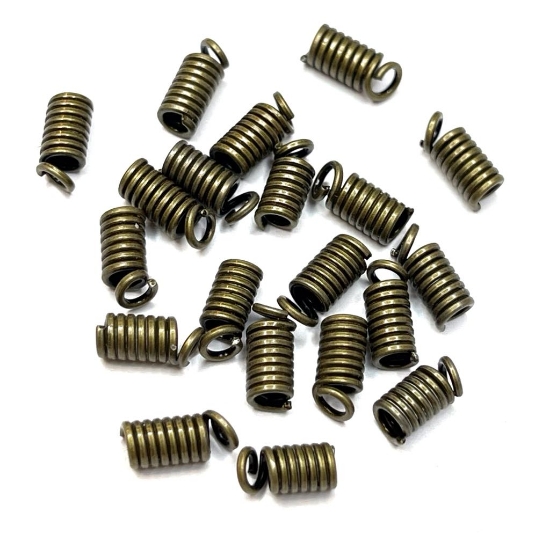 Picture of Coiled Wire Crimp Cord End w/ Loop Ø2-3mm cord Bronze x20