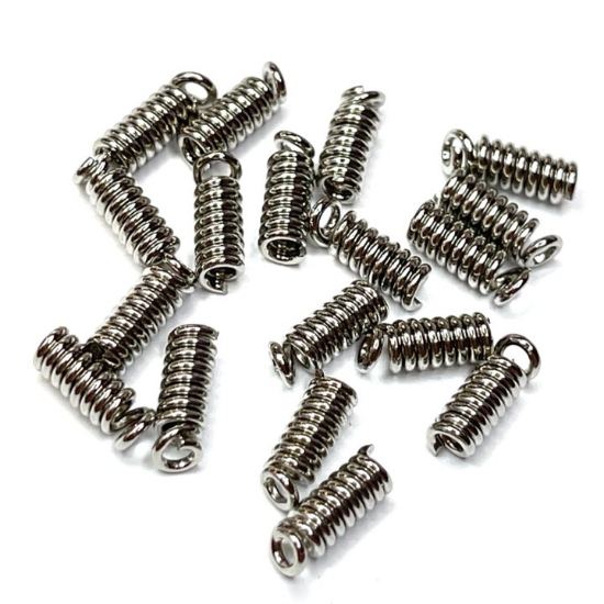 Picture of Coiled Wire Crimp Cord End w/ Loop Ø2-3mm cord Silver x20