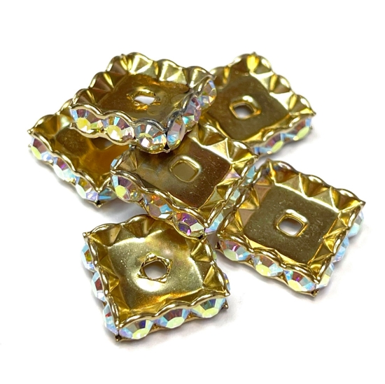 Picture of Swarovski Square Rondelle Strass 14mm hole 3mm Crystal AB x1