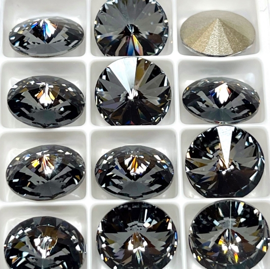 Picture of Swarovski 1122 Rivoli Round Stone 10mm - SS47  Crystal Silver Night x1