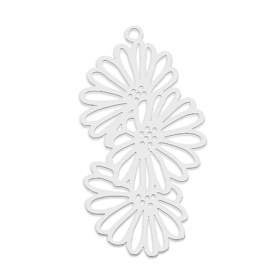 Picture of Stainless Steel Pendant Laser cut Flower 37x19x1mm x1
