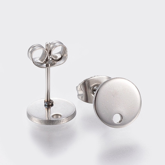 Picture of Stainless Steel Ear stud 10mm flat round w/ hole x10