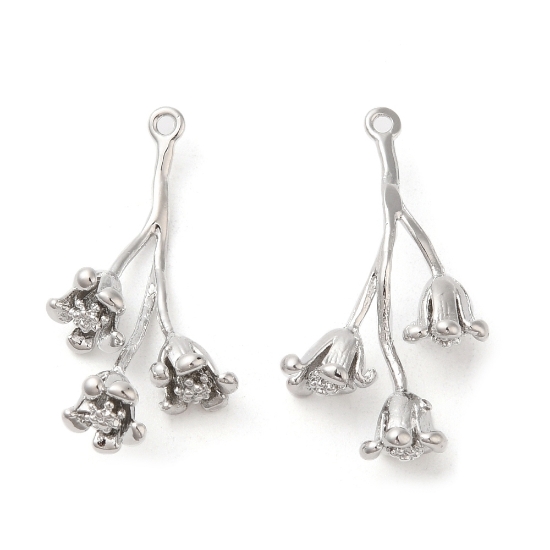 Picture of Pendant Flower 25mm Platinum Plated x1