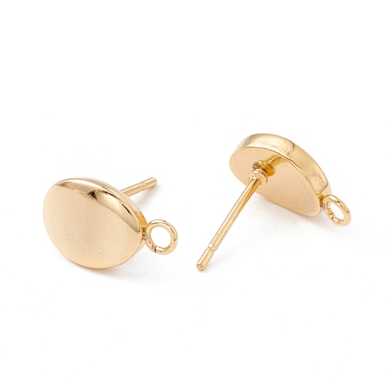 Picture of Stainless Steel Ear stud 12x7mm flat oval w/ loop Light Gold x2