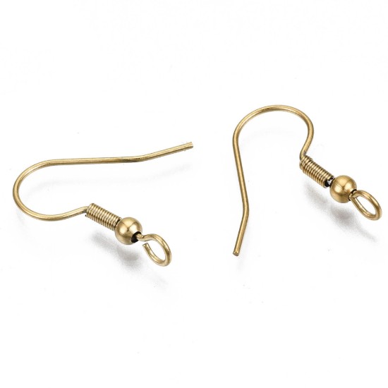 Afbeeldingen van Stainless Steel Earwire 21mm w/ vertical loop 18kt Gold Plated x20