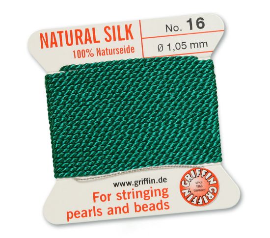 Picture of Griffin Silk Beading Cord & Needle size #16 - 1,05mm Green x2m