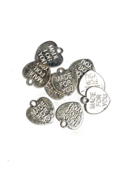 Picture of Charm Made for you DIY Handmade tag 15mm Silver Tone x10