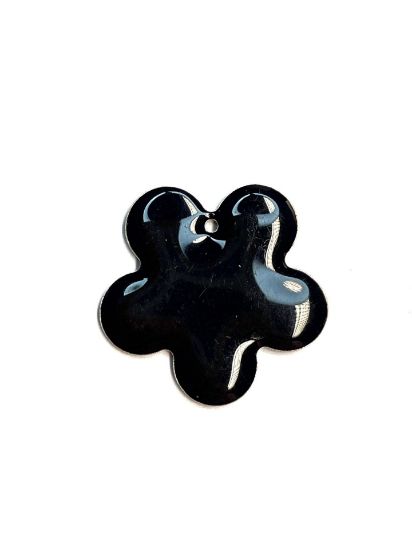 Picture of Candy Epoxy flower pendant 27mm Black x1