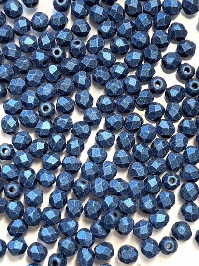 Picture of Fire-Polished 3mm Metallic Suede Blue x100
