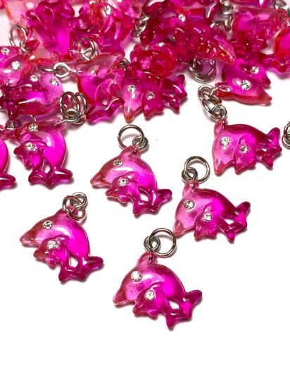 Picture of Pendant YALC Dolphins 14x10mm Pink x1