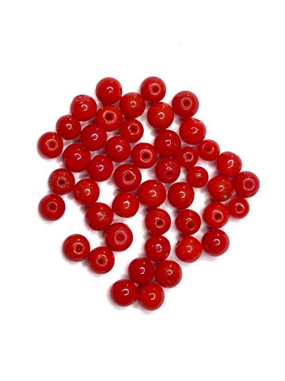 Picture of Glass beads Round 7mm Red x50