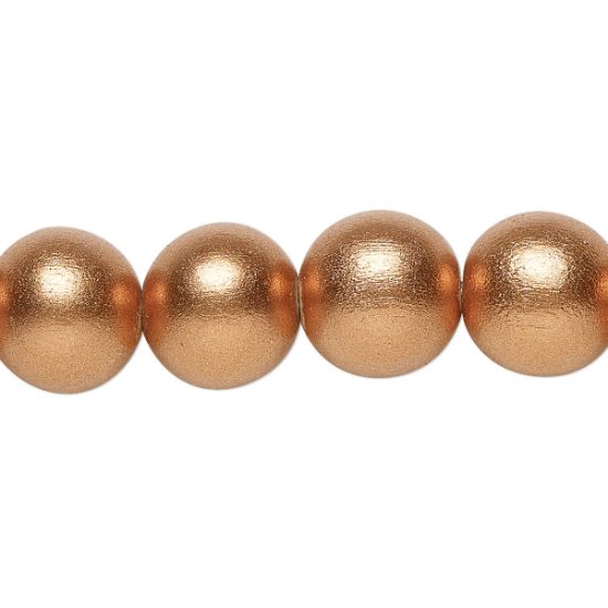 Picture of Wood Bead 12mm round Metallic Copper x34