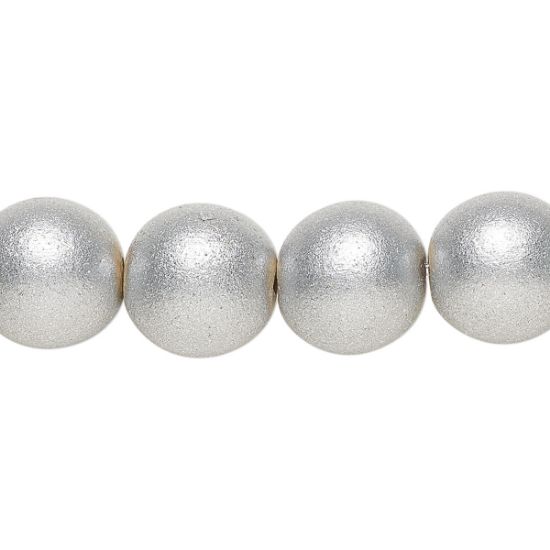 Picture of Wood Bead 12mm round Metallic Silver x34