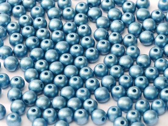 Picture of Round Beads 3mm round Metallic Sea Blue x100