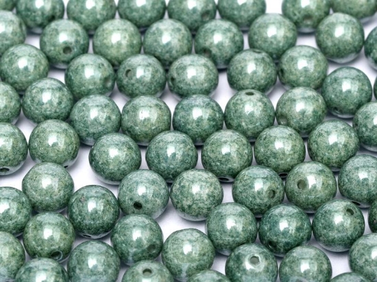 Picture of Round beads 3mm round Chalk White Teal Luster x100