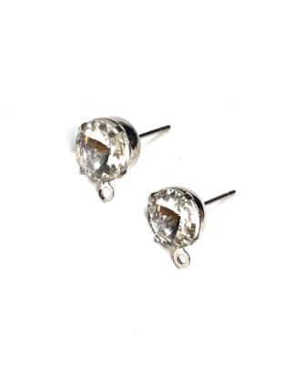 Picture of Ear Stud Crystal Strass 8mm with loop Silver Tone x2