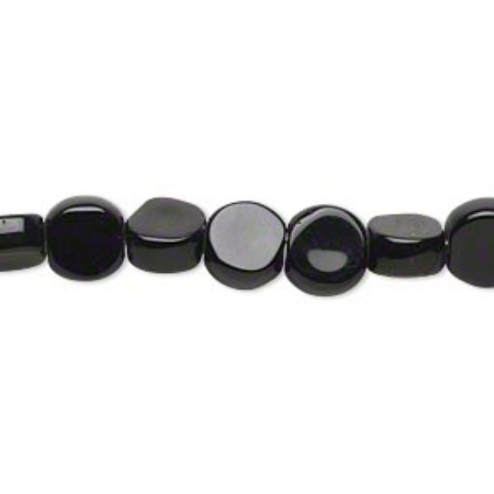 Picture of Glass beads 7-8mm  flat irregular round Black x45