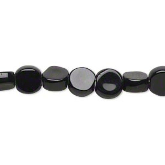 Picture of Glass beads flat Round 7-8mm Black x45