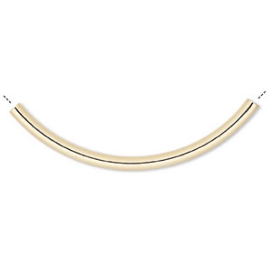 Picture of Curved tube 50x3mm w/ 2mm hole Gold Plated x1