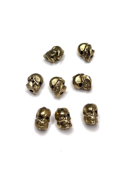 Picture of Skull Bead 8x6mm Gold Tone x1