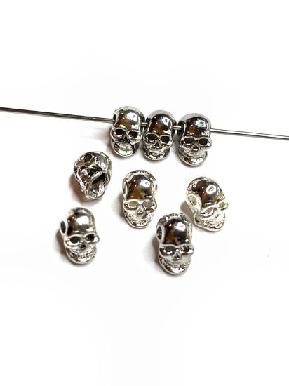 Picture of Skull Bead 8x5mm Silver Tone x1